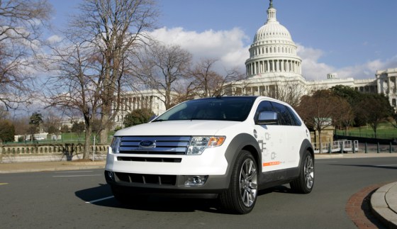 Ford Motor showed off its plug-in hydrogen hybrid concept car in front of Congress.