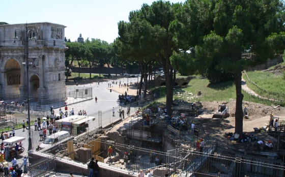 A photo released by the Archaeological Superintendent's Office in Rome shows researchers at work on Palatine Hill, the birthplace and power center of ancient Rome.