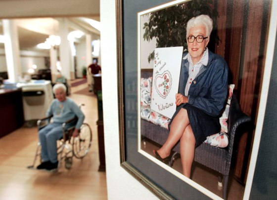 A photo of Wynonia Pallmeyer is on display in the Grandview Nursing Home in Grandview, Texas.