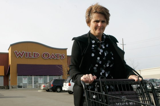 Roberta Mand leaves a Wild Oats grocery store in Mason, Ohio. Mand goes to Kroger for routine grocery shopping, Costco for her fresh meats, Fresh Market for pre-made meals, and Wild Oats for sushi.