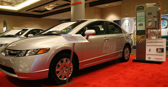 A Honda Civic GX (CNG) is seen hooked up