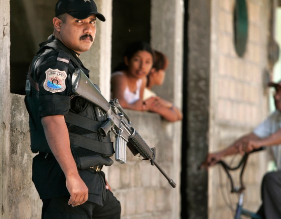 A policeman stands guard in the resort city of Acapulco, Mexico, on Wednesday.