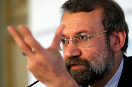 Iran's top nuclear negotiator Larijani gestures during a news conference after the 43rd Conference on Security Policy in Munich