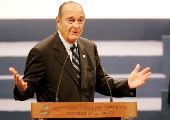 French President Jacques Chirac delivers