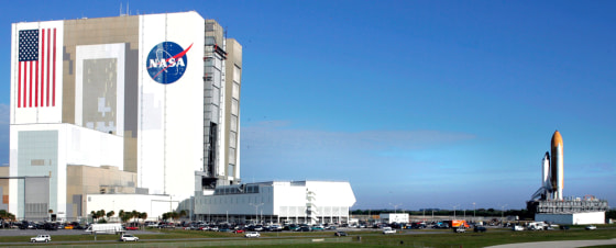 The space shuttle Atlantis makes it's way to launch pad 39A.