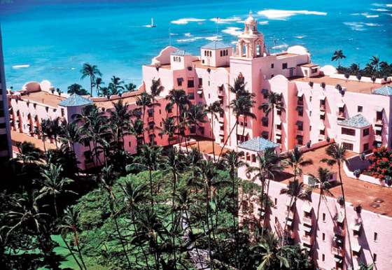 Lipstick pink is the color of this Old Waikiki landmark. Today, the famous strand is lined with high-rises, but the historic Royal is still favored by Hawaii aficionados.