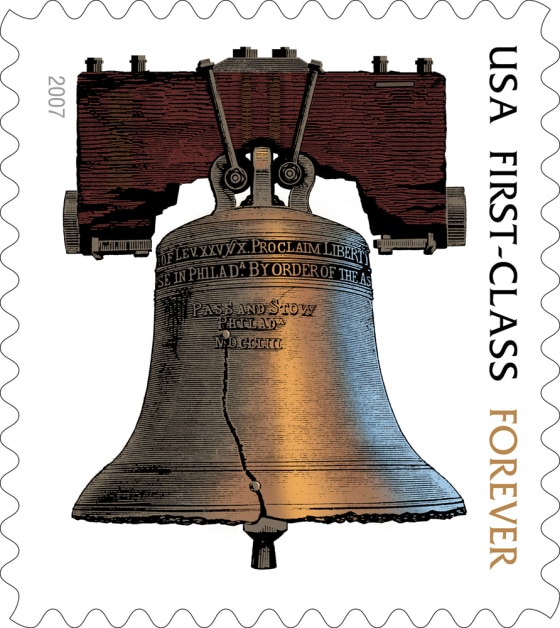 This image provided by the U.S. Postal Services shows the Liberty Bell which will adorn the Postal Service's new forever stamp.