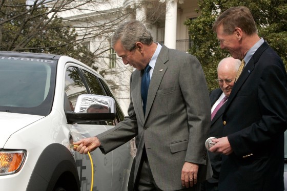 Bush Participates In Demostration Of Alternative Fuel Vehicles