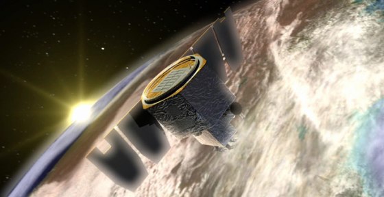 This artist’s illustration depicts NASA’s AIM satellite in Earth orbit, where it will scan the planet’s noctilucent — or ‘night shining’ — clouds.