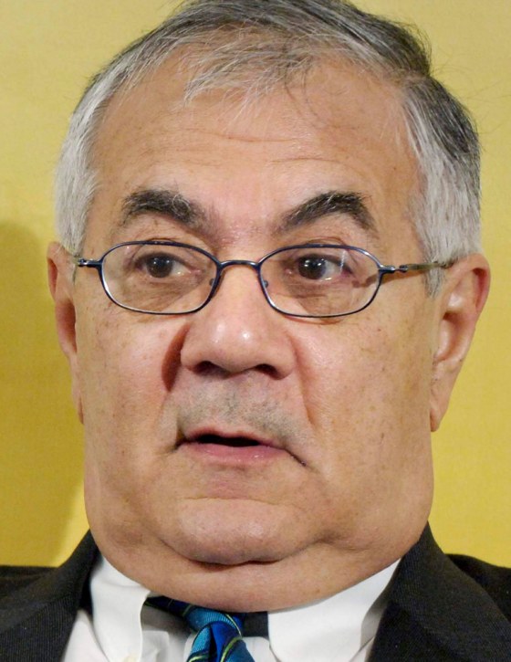 U.S. Rep. Barney Frank answers questions for reporters during the Reuters Regulation Summit in Washington