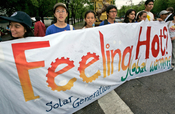 As government delegates and climate scientists from around the world gathered Monday inside the U.N. office in Bangkok, Thailand, activists had this message for them: seek technology solutions like solar power to reduce carbon emissions tied to global warming.