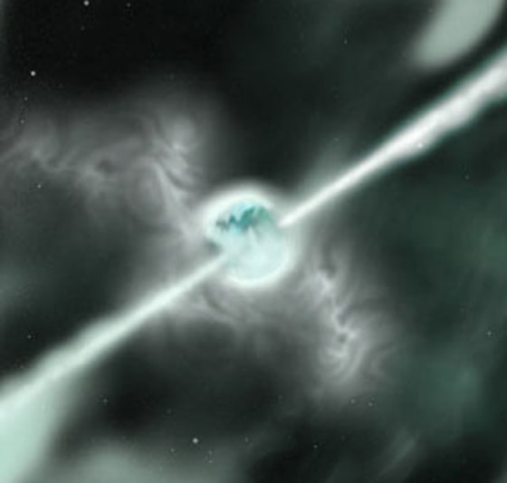 An artist's rendering shows a star as it explodes outward, causing a supernova.