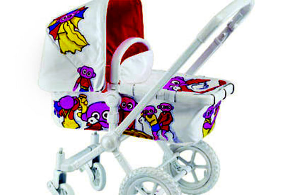 This&nbsp;$2,000&nbsp;Bugaboo hand-stitched, white-leather stroller with a foot muff and parasol is one of many high-end items parents are shelling out for. The set is decked out in designer Bas Kostor's signature fabric, which was printed in a European couture house.