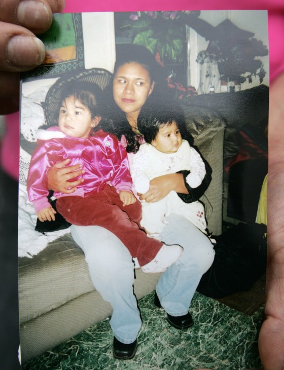 A photo shows Gilberta Estrada and two of her daughters, Janet Frayre, left, and Magaly Frayre. Estrada and three of her kids were found dead in their trailer Tuesday.