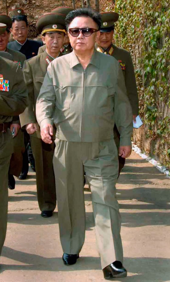 North Korean leader Kim Jong-il inspects Korean People's Army Unit 967 at an undisclosed location in North Korea