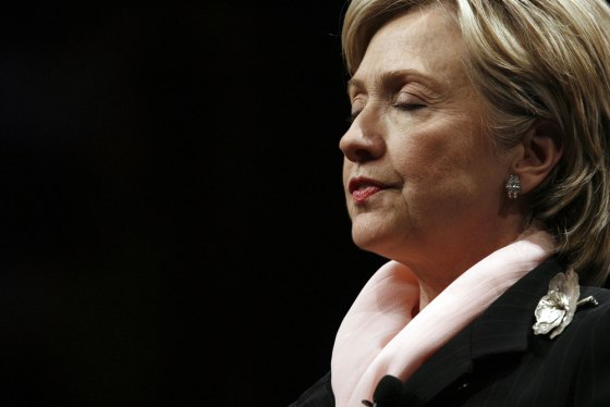 Democratic Presidential candidate Clinton pauses during a presidential forum on faith, values and poverty in Washington