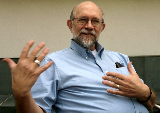 Dennis V. Byrnes, a veteran engineer at NASA's Jet Propulsion Laboratory, gestures during a conversation in Pasadena, Calif. Byrnes is disturbed by a new government requirement that workers at JPL and other NASA centers undergo background checks to get access to buildings and computers.