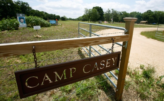 Anti-war activist Cindy Sheehan's protest site, Camp Casey, is shown June 1 in Crawford, Texas. Sheehan is selling the 5-acre site near President Bush's Crawford ranch for $87,000 to California radio talk show host Bree Walker.