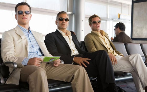 Ocean’s 13's Matt Damon, George Clooney and Brad Pitt looking cool in shades.