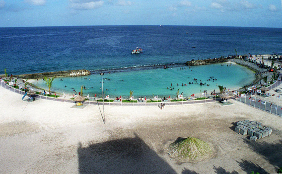 Undated photo shows the artificial beach created i