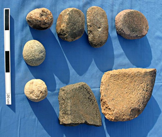 A collection of some of the stones used by ancient Kushites to grind up gold ore.