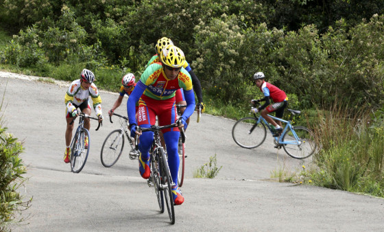 Members of the Sabana Centro team ride during a training for the upcoming tour of Colombia in Chia, Colombia on June 7. 