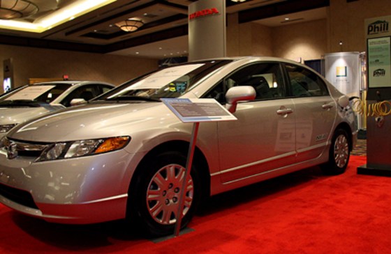 A Honda Civic GX (CNG) is seen hooked up