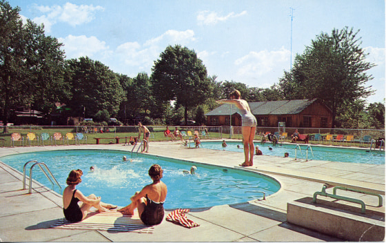 This 1940s photo shows swimmers at the Pennellwood Resort in Berrien Springs, Mich. For more than a century, parents and children have reconnected at Pennellwood Resort, which during the summer offers getaway weekends as well as weeklong vacations in a wooded setting on 24 acres alongside Lake Chapin in Berrien Springs, about 70 miles east of Chicago in southwestern Michigan.