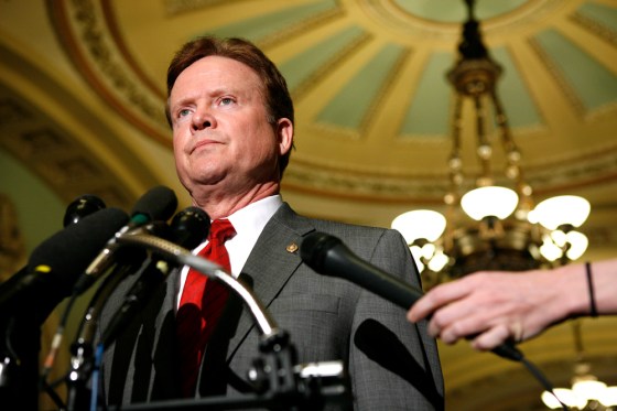 U.S. Senator Jim Webb of Virginia speaks to the media on Capitol Hill