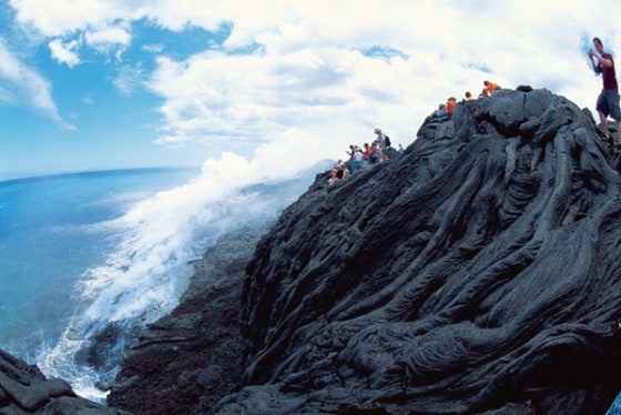 A dried lava flow from Kiluea. The eruption of Kilauea began Jan. 3, 1983, and lava flows since have created more than 500 acres of land along the coast.