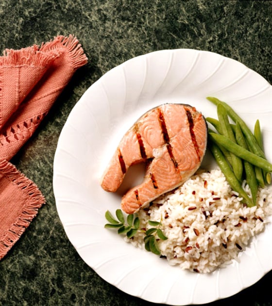 FD003675 Downloaded from photodisc. Plate of salmon. Stock photo, stock image. Getty Images stock