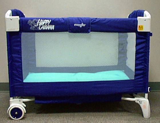 Evenflo Happy Cabana portable play yards, above, were recalled because they could collapse and entrap a child. Fisher-Price Power Wheels Harley-Davidson motorcycles, above right, were recalled because the foot pedal could stick in the on position.