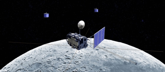 Japan claims its first lunar probe, illustrated here, is the biggest since the Apollo missions put the first humans on the moon. China, hoping to pave the way for its own manned missions, says its probes will study the lunar surface to help plan a landing. But the big question right now is not about science — it's who will get there first.