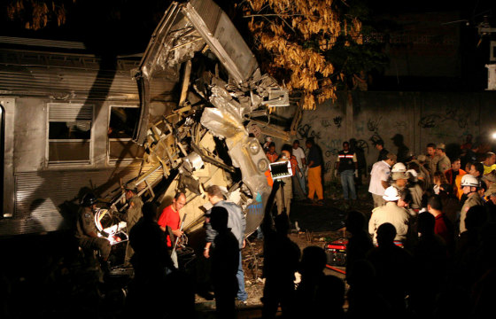 View of the crash site at the Austin station in the Brazilian city of Nova Iguazu, a suburb of Rio de Janiero