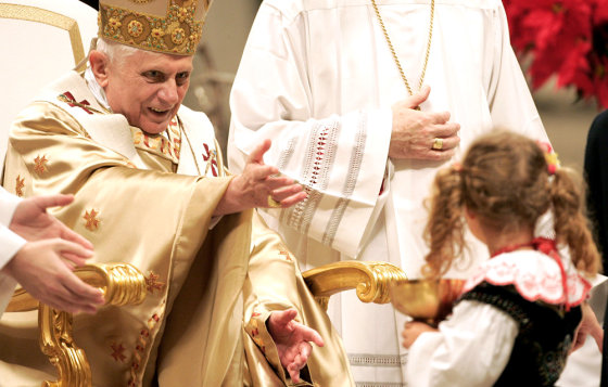 Pope Benedict XVI celebrates midnight mass in St Peter's Basilica at the Vatican