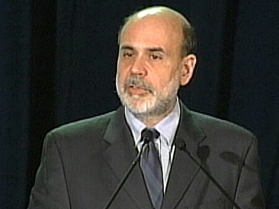 Federal Reserve Chairman Ben Bernanke addresses the Economic Club of New York on Monday night.