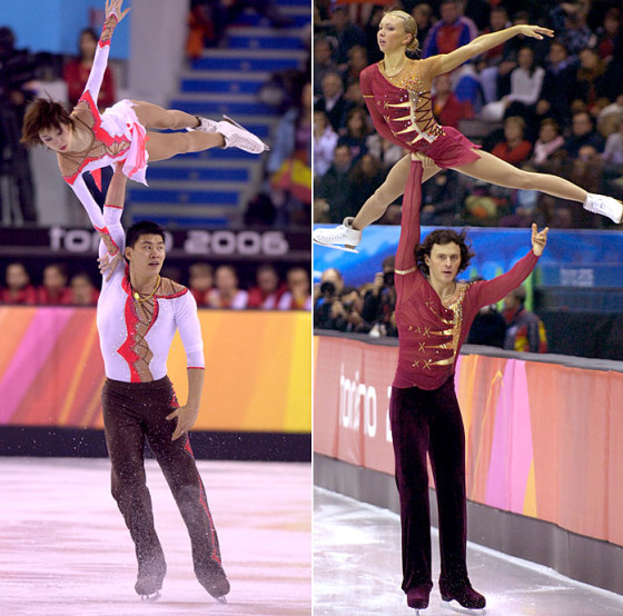 The routines haven't changed much, but the scoring has. The Chinese (left) and Russian pairs took the silver and gold, respectively.