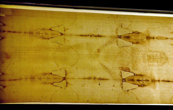 The 14 foot-long linen revered by some as the burial cloth of Jesus is shown at the Cathedral of Turin, Italy in this 2000 file photo.
