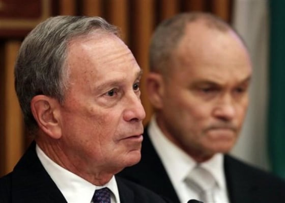 New York Mayor Michael Bloomberg and Police Commissioner Raymond Kelly at a press conference.