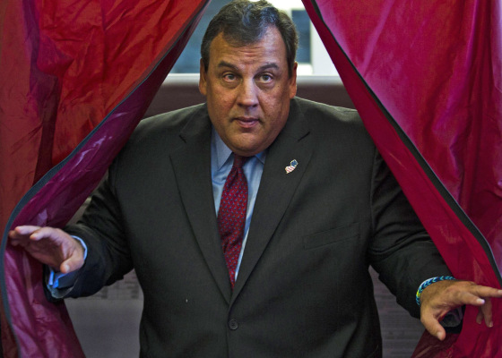Image: New Jersey Governor Chris Christie exits a polling station after casting his vote during the New Jersey governor election in Mendham Township, New Jersey, in this November 5, 2013 file photo.