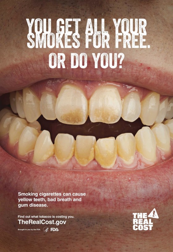 Image: Undated handoput image shows an anti-smoking poster issued by the U.S. FDA