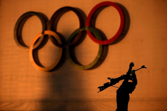 Biathlete Laura Dahlmeier of Germany prepares to shoot during a training session ahead of the Sochi 2014 Winter Olympics at the Laura Cross-Country Ski and Biathlon Center on Feb. 6 in Sochi, Russia.
