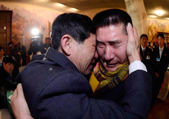 South Korean Park Yang-Gon, left, meets with his North Korean brother Park Yang-Soo during a family reunion after being separated for 60 years.