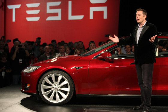 Tesla Motors CEO Elon Musk speaks during the Model S Beta Event held at the Tesla factory in Fremont, Calif.