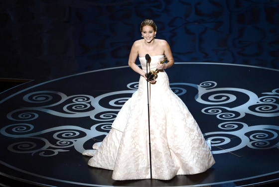 HOLLYWOOD, CA - FEBRUARY 24: Actress Jennifer Lawrence accepts the Best Actress award for "Silver Linings Playbook" during the Oscars held at the Dolby Theatre on February 24, 2013 in Hollywood, California. (Photo by Kevin Winter/Getty Images)