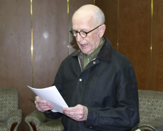 Image: KCNA picture shows Australian missionary John Short holding his written apology