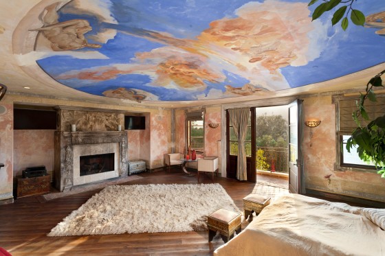 The master bedroom in this Los Angeles Italian villa shares an artistic connection to the Vatican.