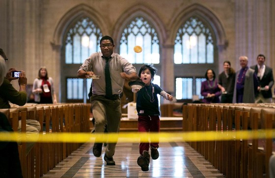 Image: The National Cathedral Holds Its Annual Mardi Gras Pancake Race