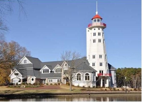 The builder spent five years working on this lighthouse, and ended up having to tear down some of the original family home as he started the project.