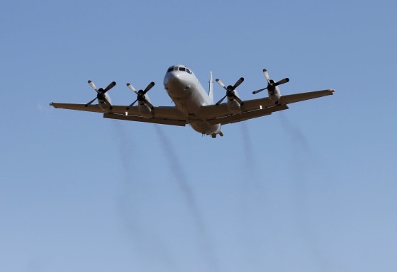 Image: A Royal Australian Air Force P-3 Orion aircraft takes off from RAAF Base Pearce north of Perth